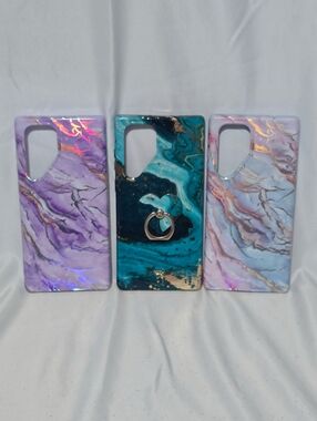 3 Samsung Galaxy S22 Ultra Phone Cases in Purple, Green, & Light Blue Bundle